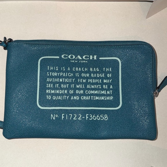 Coach Handbags - Coach Storypatch Pouch Zip Case Attachment Blue/green Leather